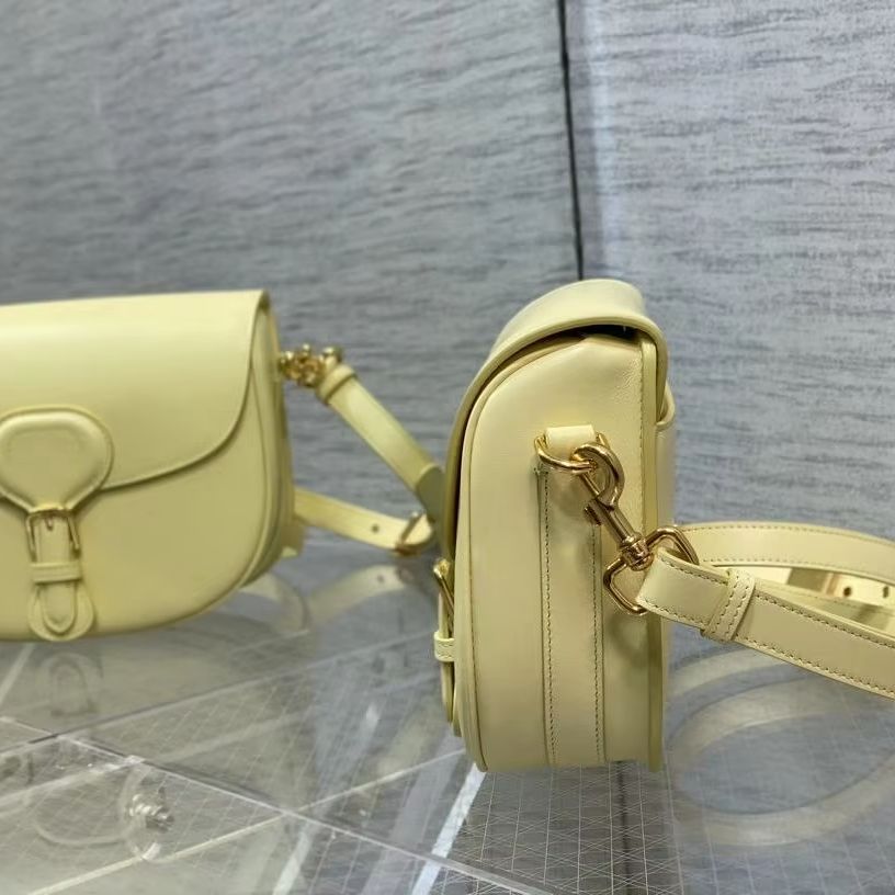 Luxury Bags Yellow - Butter Yellow Smooth Leather Saddle Bag,