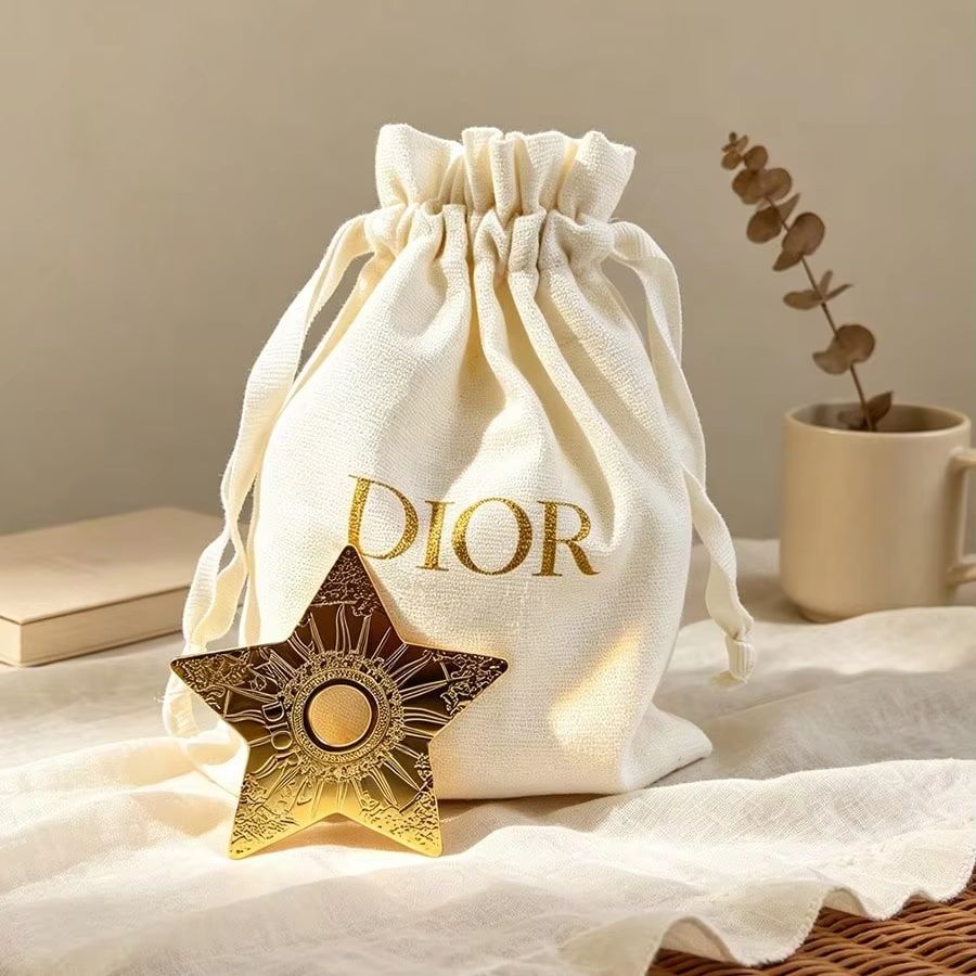 Luxury Bags Dior - Dior Off‑White Canvas Drawstring Pouch Star