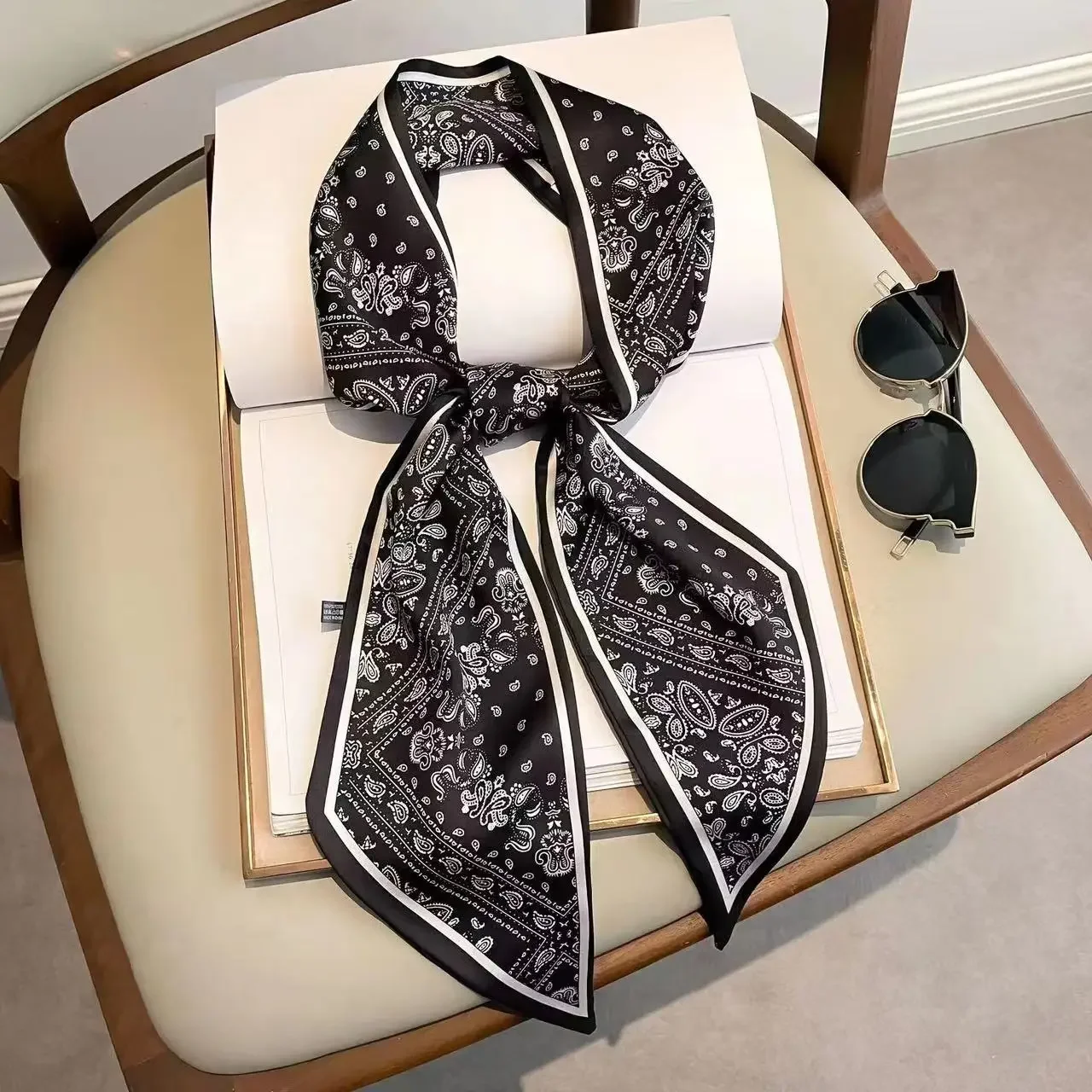 Design Print Skinny Scarf Plai - Luxury Bags Design 评论和价格