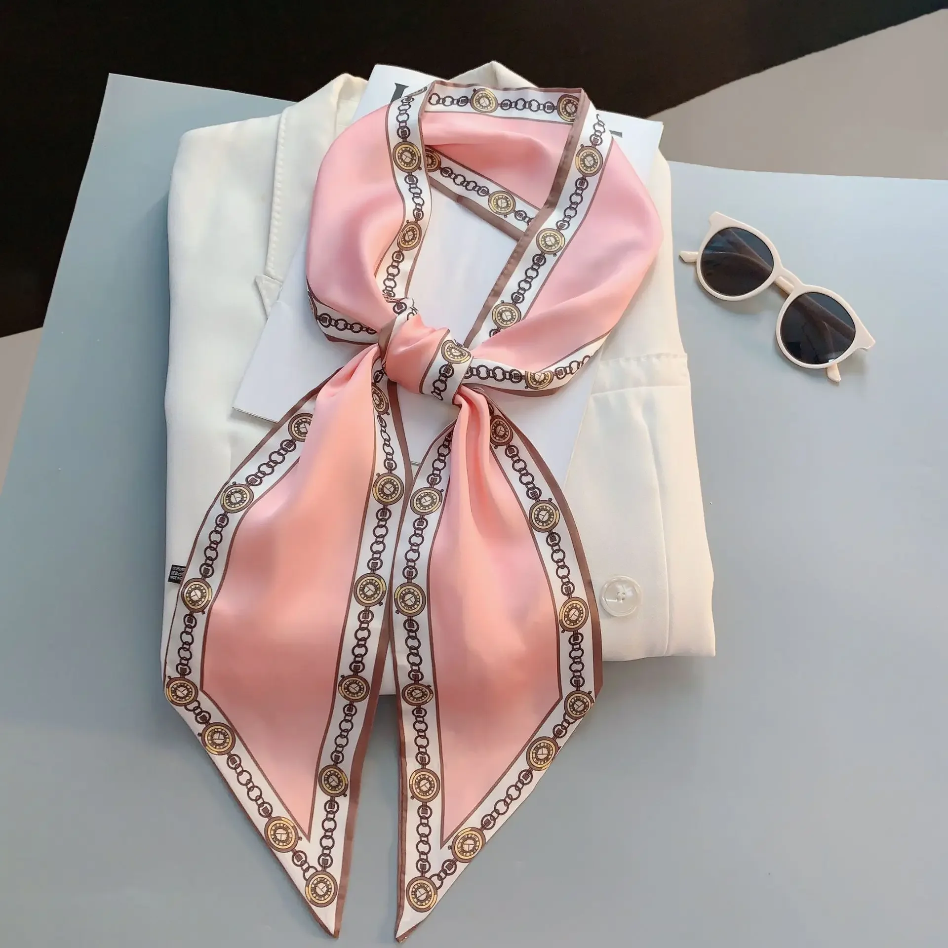 Design Print Skinny Scarf Plai - Luxury Bags Design 评论和价格
